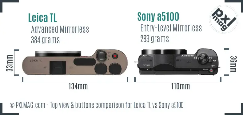 Leica TL vs Sony a5100 top view buttons comparison