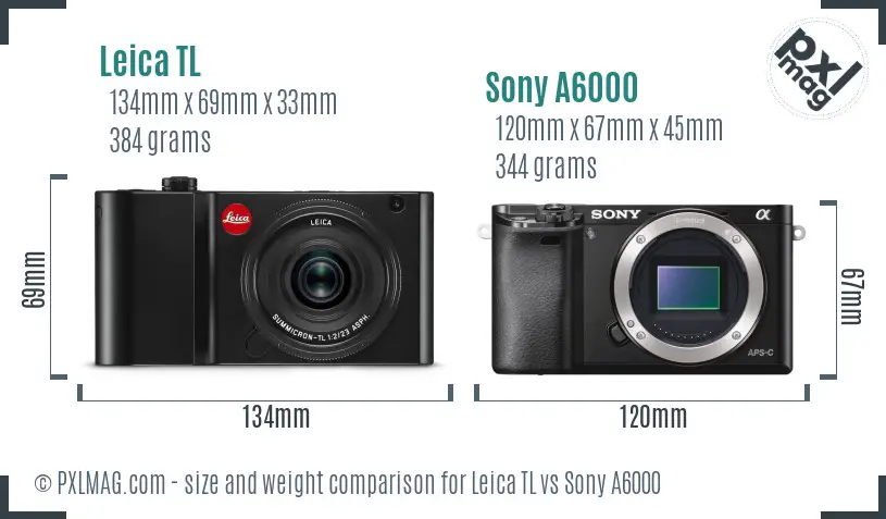 Leica TL vs Sony A6000 size comparison