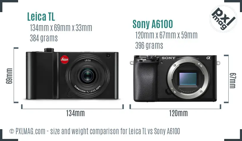 Leica TL vs Sony A6100 size comparison