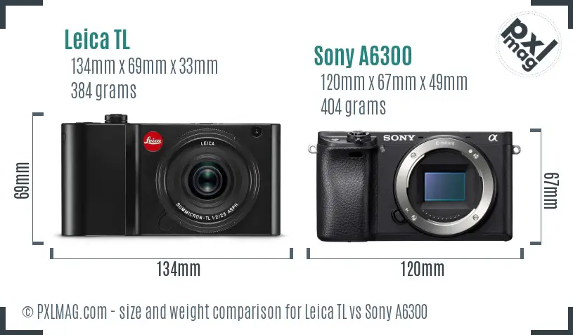 Leica TL vs Sony A6300 size comparison