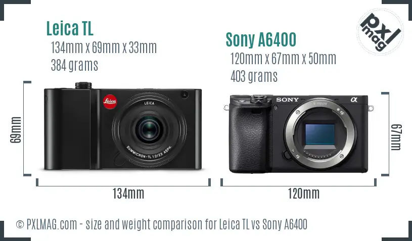 Leica TL vs Sony A6400 size comparison