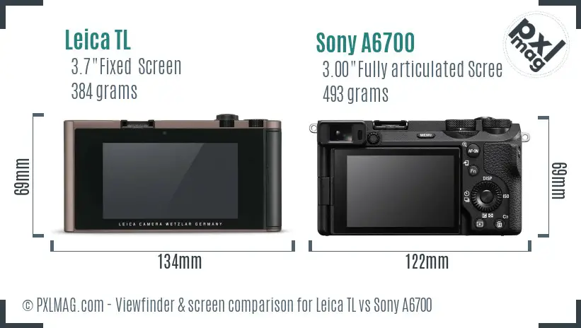 Leica TL vs Sony A6700 Screen and Viewfinder comparison