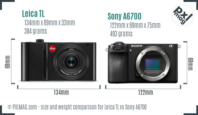 Leica TL vs Sony A6700 size comparison