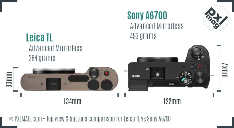 Leica TL vs Sony A6700 top view buttons comparison