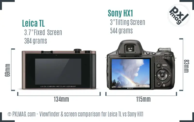 Leica TL vs Sony HX1 Screen and Viewfinder comparison