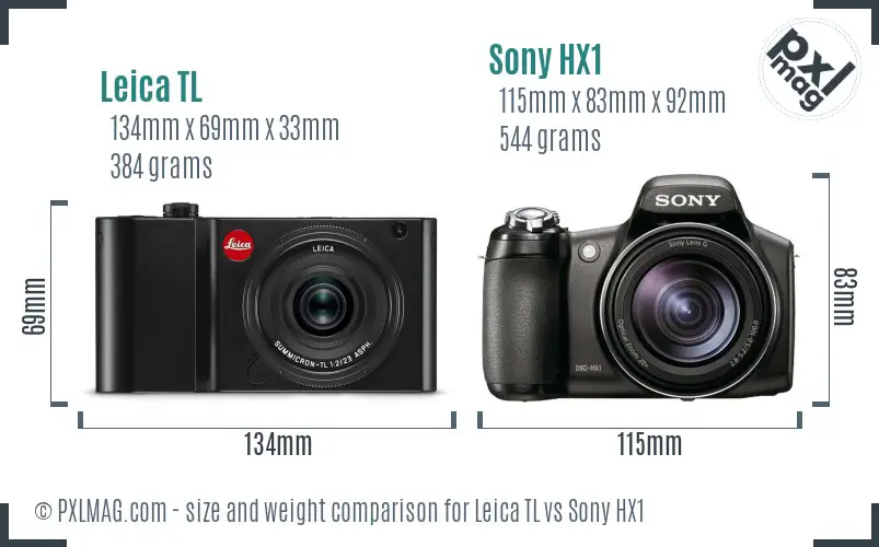 Leica TL vs Sony HX1 size comparison
