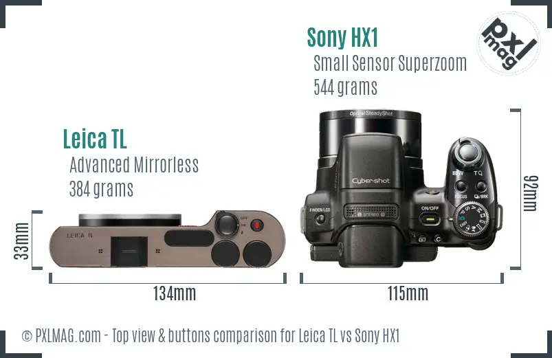 Leica TL vs Sony HX1 top view buttons comparison