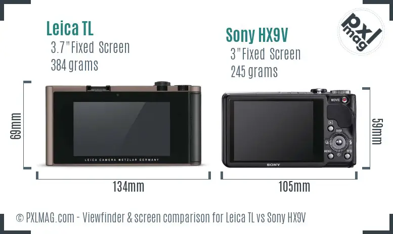 Leica TL vs Sony HX9V Screen and Viewfinder comparison