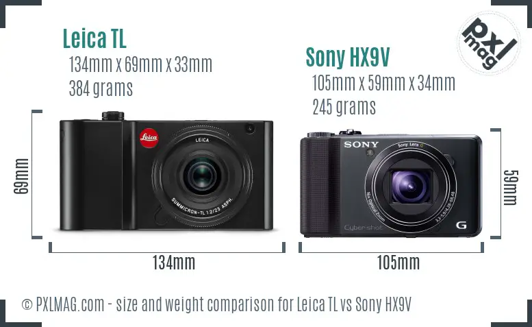 Leica TL vs Sony HX9V size comparison