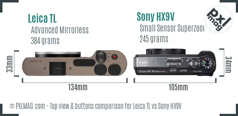 Leica TL vs Sony HX9V top view buttons comparison