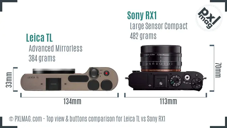 Leica TL vs Sony RX1 top view buttons comparison