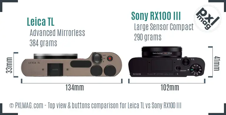 Leica TL vs Sony RX100 III top view buttons comparison