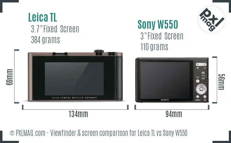Leica TL vs Sony W550 Screen and Viewfinder comparison