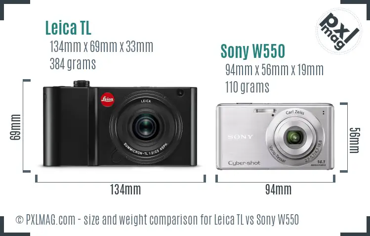 Leica TL vs Sony W550 size comparison