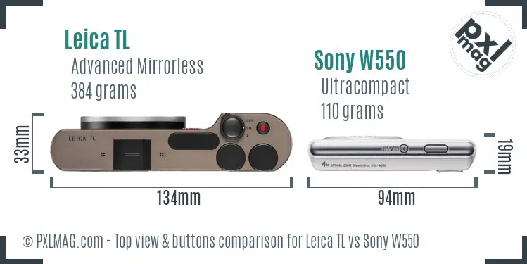 Leica TL vs Sony W550 top view buttons comparison