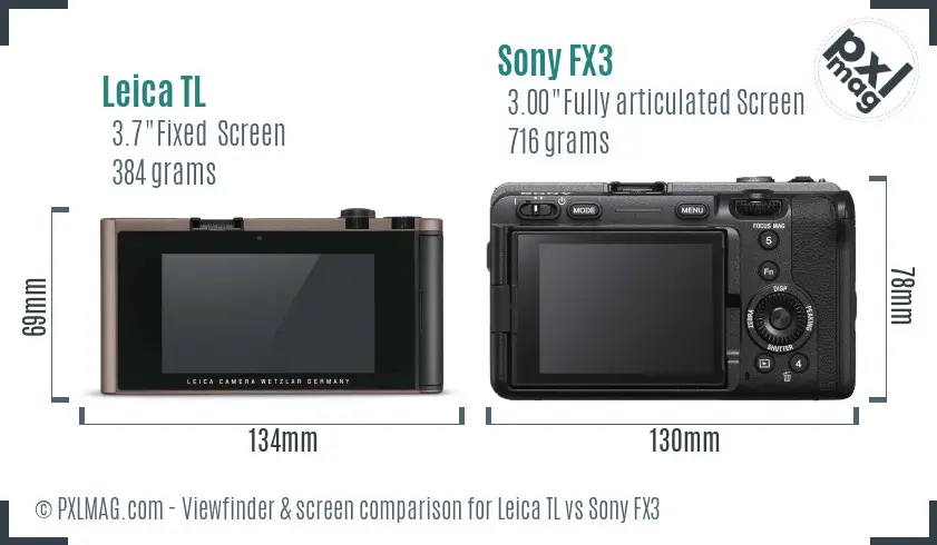 Leica TL vs Sony FX3 Screen and Viewfinder comparison Leica TL vs Sony FX3 Screen and Viewfinder comparison
