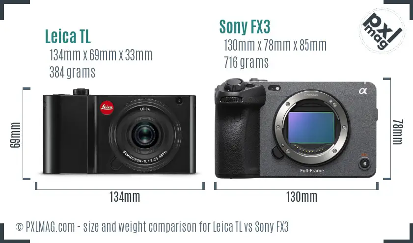 Leica TL vs Sony FX3 size comparison Leica TL vs Sony FX3 size comparison