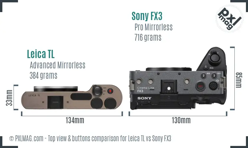 Leica TL vs Sony FX3 top view buttons comparison Leica TL vs Sony FX3 top view buttons comparison