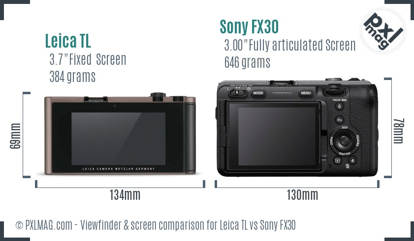 Leica TL vs Sony FX30 Screen and Viewfinder comparison