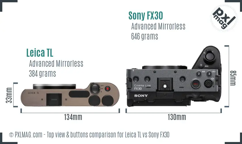 Leica TL vs Sony FX30 top view buttons comparison