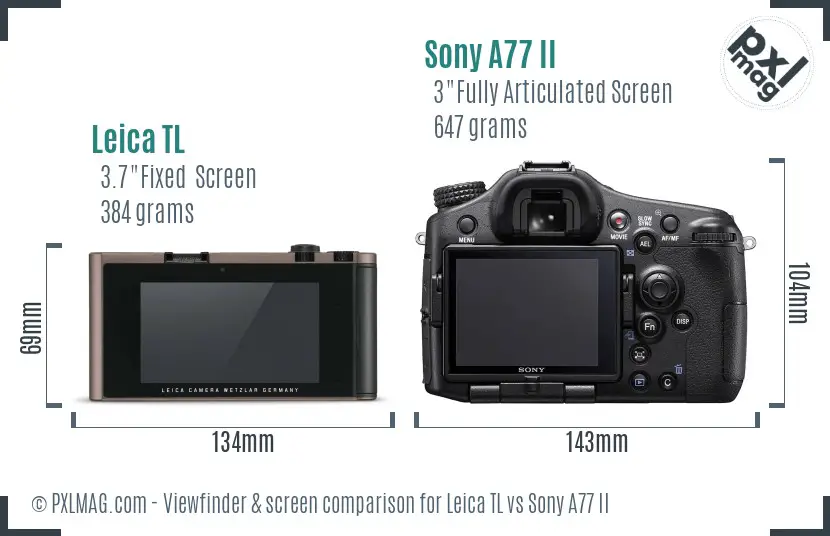 Leica TL vs Sony A77 II Screen and Viewfinder comparison