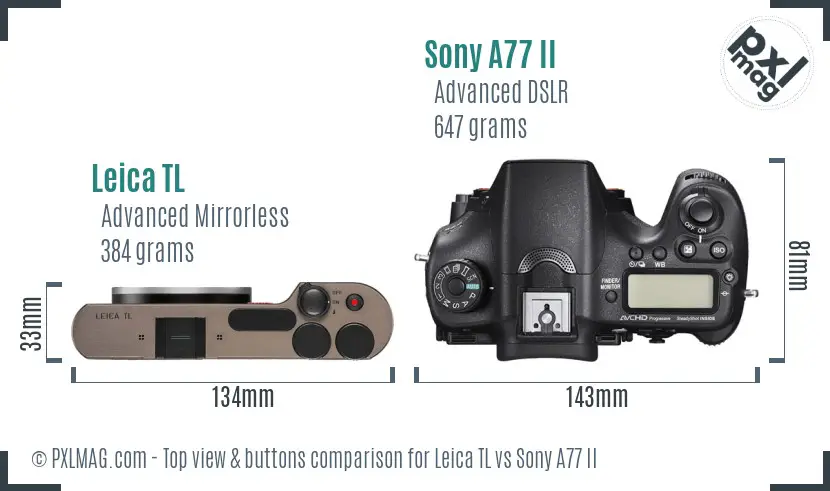 Leica TL vs Sony A77 II top view buttons comparison