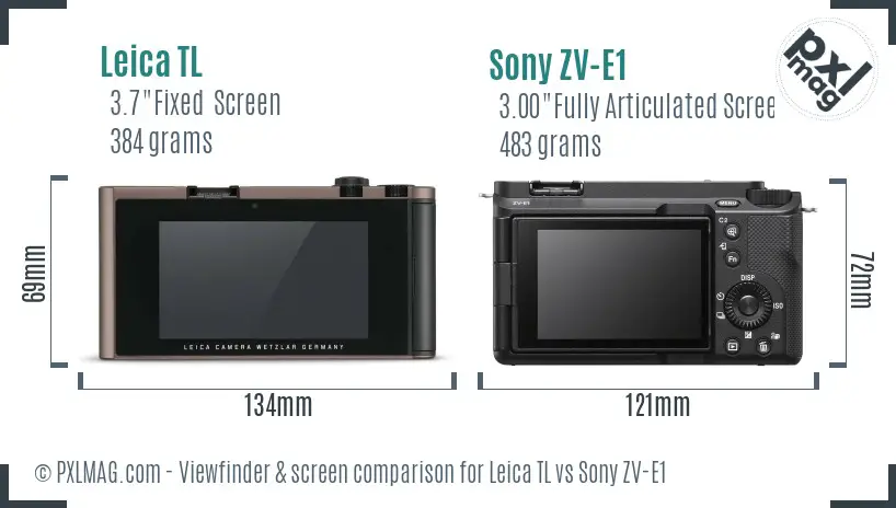 Leica TL vs Sony ZV-E1 Screen and Viewfinder comparison