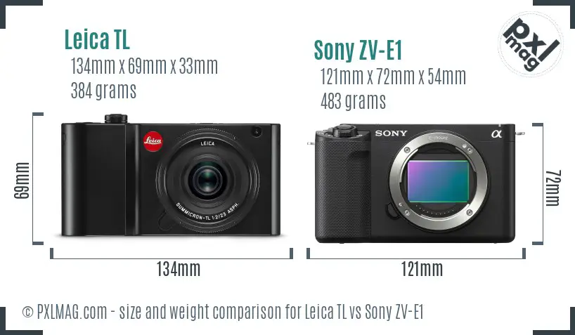 Leica TL vs Sony ZV-E1 size comparison