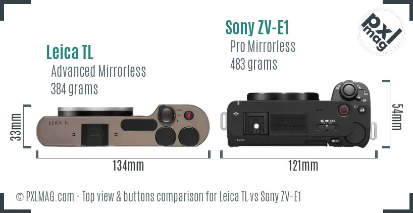 Leica TL vs Sony ZV-E1 top view buttons comparison