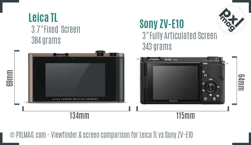 Leica TL vs Sony ZV-E10 Screen and Viewfinder comparison