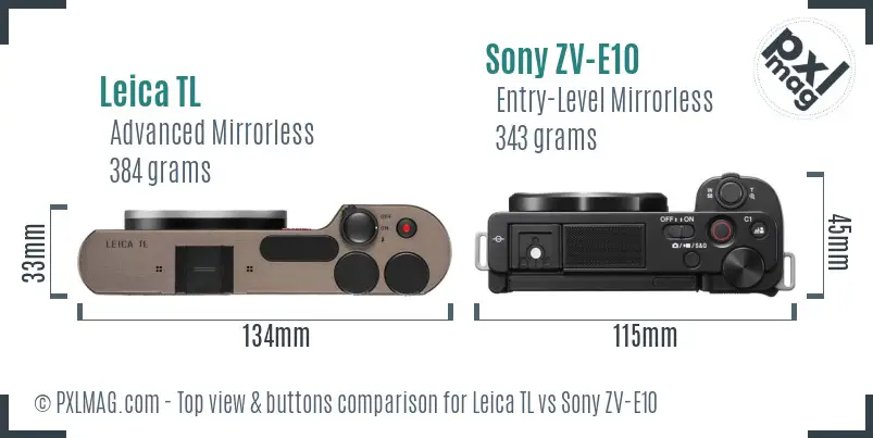 Leica TL vs Sony ZV-E10 top view buttons comparison