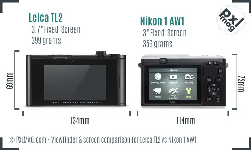 Leica TL2 vs Nikon 1 AW1 Screen and Viewfinder comparison