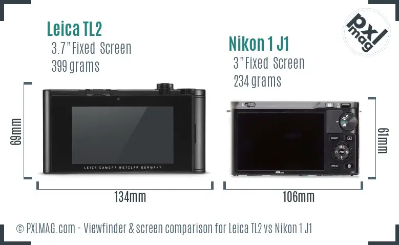 Leica TL2 vs Nikon 1 J1 Screen and Viewfinder comparison