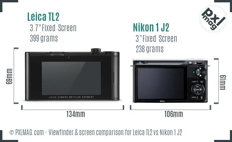 Leica TL2 vs Nikon 1 J2 Screen and Viewfinder comparison