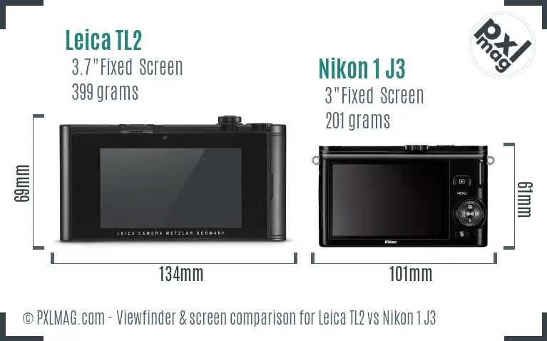 Leica TL2 vs Nikon 1 J3 Screen and Viewfinder comparison