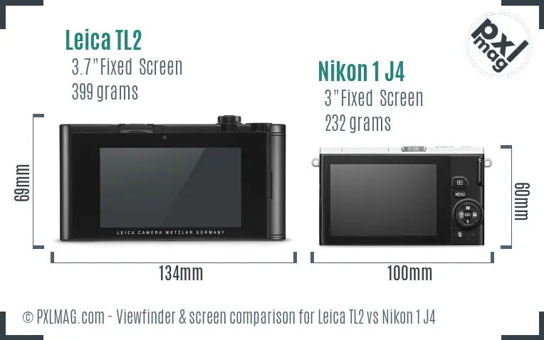 Leica TL2 vs Nikon 1 J4 Screen and Viewfinder comparison