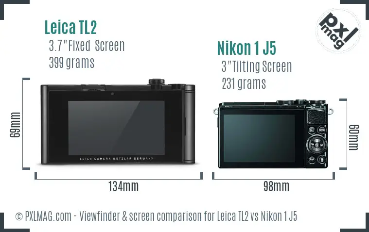 Leica TL2 vs Nikon 1 J5 Screen and Viewfinder comparison