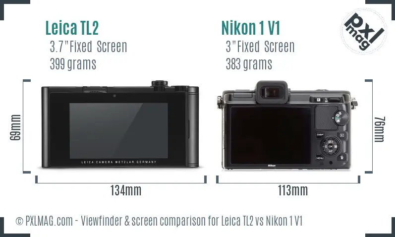 Leica TL2 vs Nikon 1 V1 Screen and Viewfinder comparison