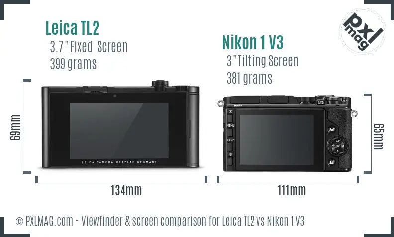 Leica TL2 vs Nikon 1 V3 Screen and Viewfinder comparison