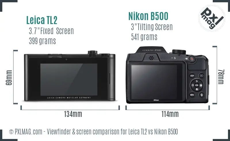 Leica TL2 vs Nikon B500 Screen and Viewfinder comparison