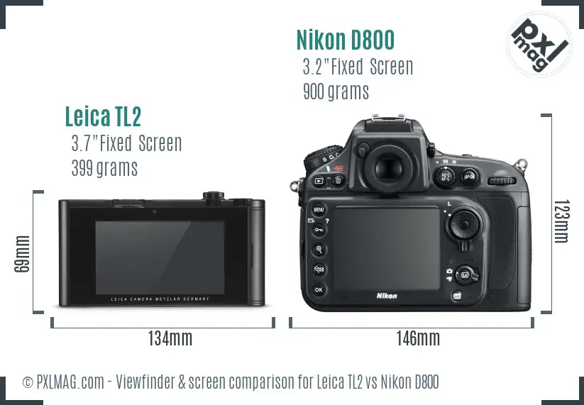 Leica TL2 vs Nikon D800 Screen and Viewfinder comparison