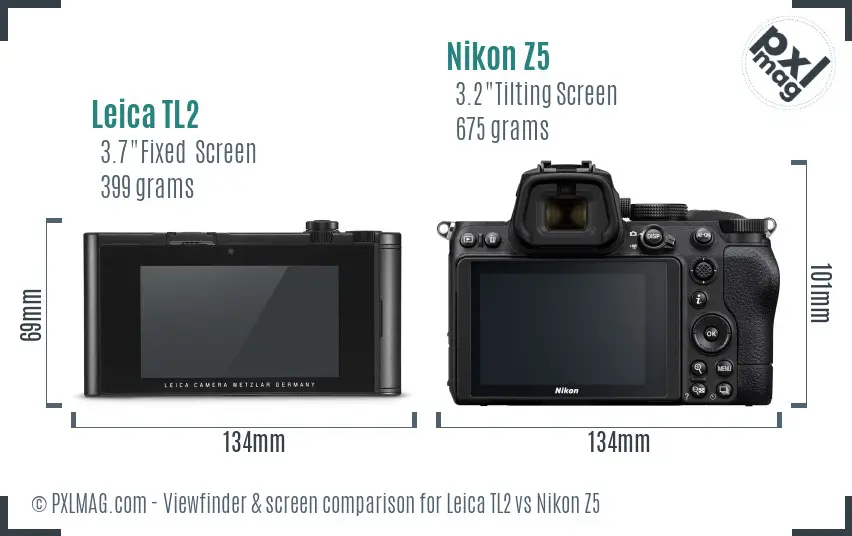 Leica TL2 vs Nikon Z5 Screen and Viewfinder comparison