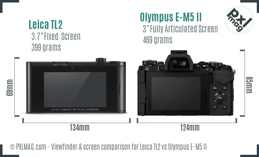 Leica TL2 vs Olympus E-M5 II Screen and Viewfinder comparison