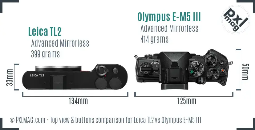 Leica TL2 vs Olympus E-M5 III top view buttons comparison