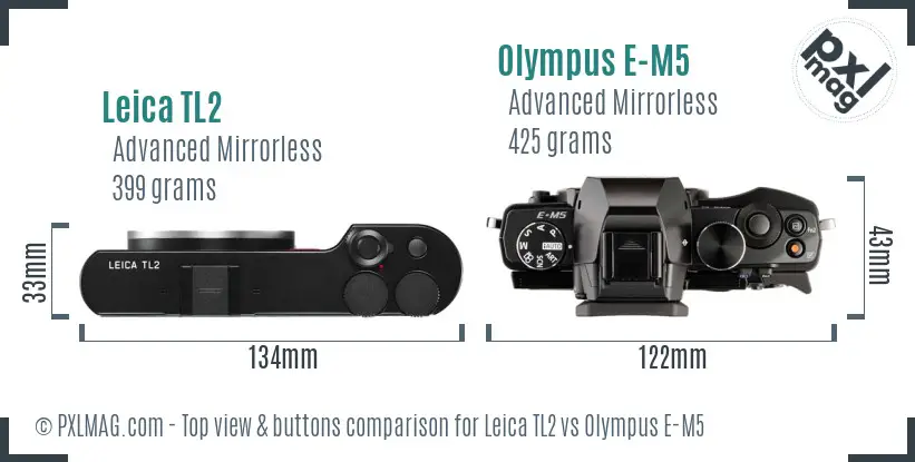 Leica TL2 vs Olympus E-M5 top view buttons comparison