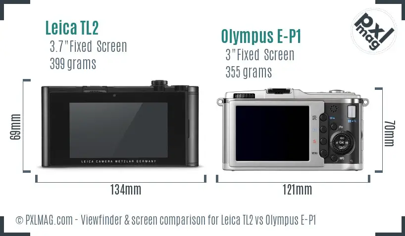 Leica TL2 vs Olympus E-P1 Screen and Viewfinder comparison