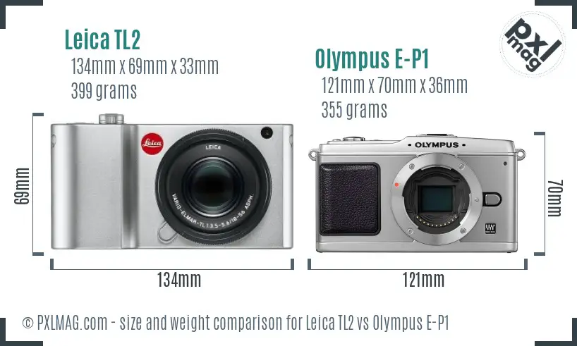 Leica TL2 vs Olympus E-P1 size comparison