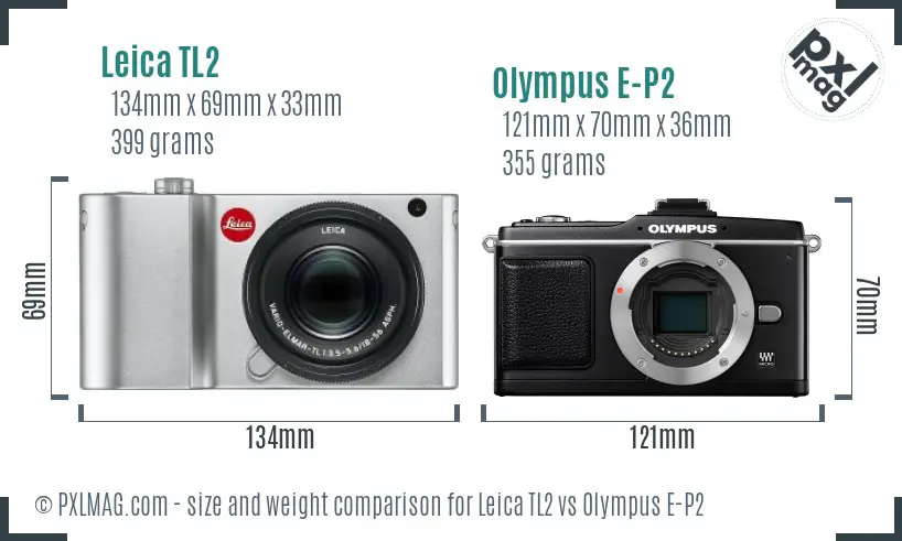 Leica TL2 vs Olympus E-P2 size comparison