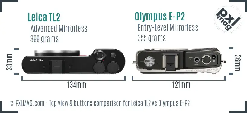 Leica TL2 vs Olympus E-P2 top view buttons comparison