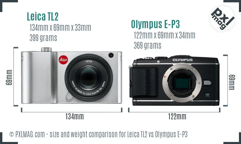 Leica TL2 vs Olympus E-P3 size comparison Leica TL2 vs Olympus E-P3 size comparison